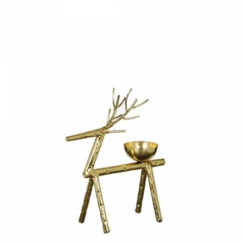 Bougeoir design renne en métal doré
