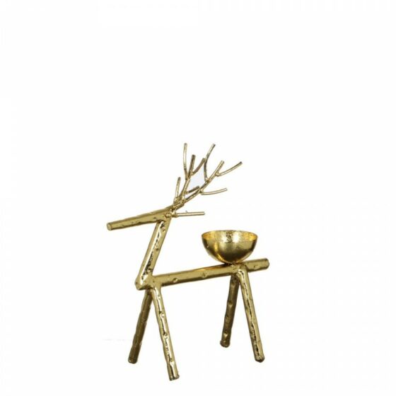 Bougeoir design renne en métal doré
