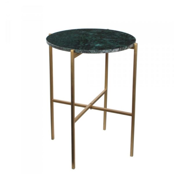 Table basse design en marbre et pieds métal or