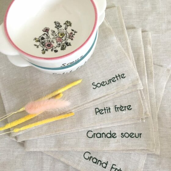 Serviette brodée simple fratrie