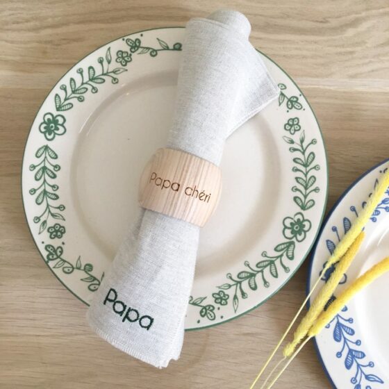Serviette brodée simple Papa, Maman – Image 2