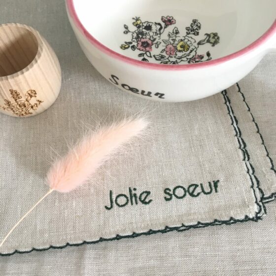 Serviette brodée picot fratrie – Image 3
