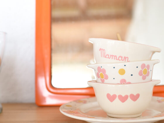 bol personnalisé trois coeurs rose