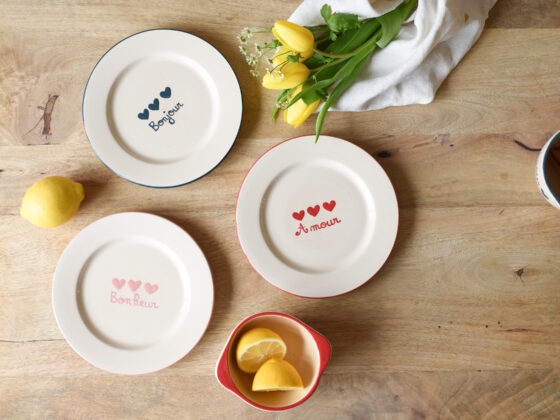 set 3 assiettes dessert Coeurs